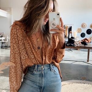12th Tribe Tan Patterned Blouse